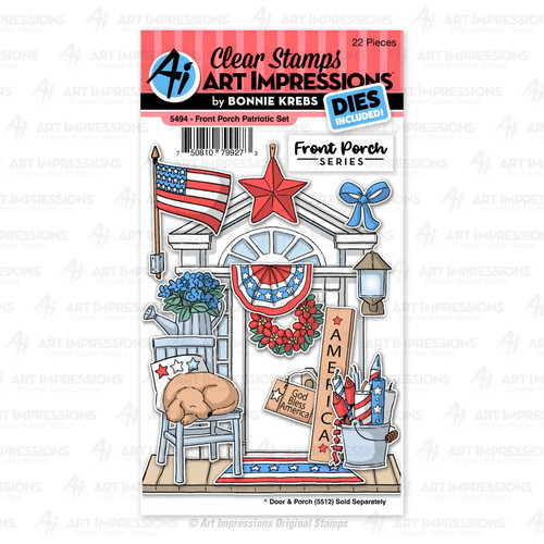 Art Impressions Front Porch Stamp & Die Set-Patriotic 5494 - 750810799273