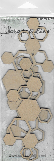 Scrapaholics Laser Cut Chipboard 2mm Thick-Hexagon Pieces, 3/Pkg 5.5"X2.5" S89027 - 745808289027