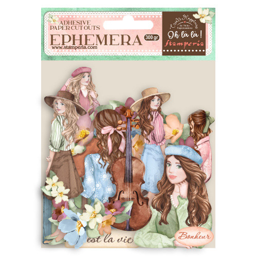 Stamperia Cardstock Ephemera Adhesive Paper Cut Outs-Oh La La - Girls & Flowers - DFLCT18 - 5993110027300