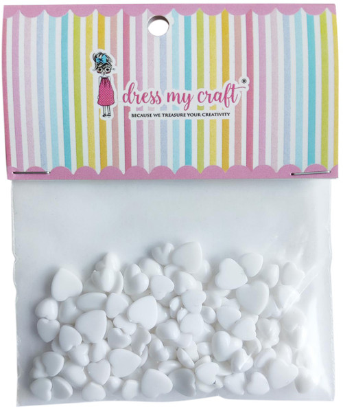 Dress My Craft Water Droplet Embellishments 8g-Snow White Heart Assorted Sizes DMCF5178 - 194186018123