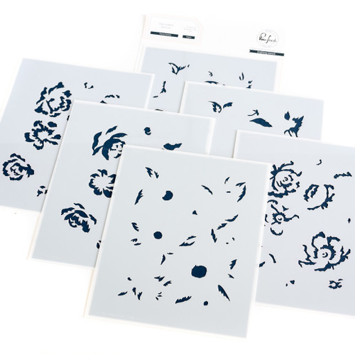 Pinkfresh Studio Stencils 4.25"x5.5" 6/Pkg-Peony Fantasy PF153722 - 736952874948