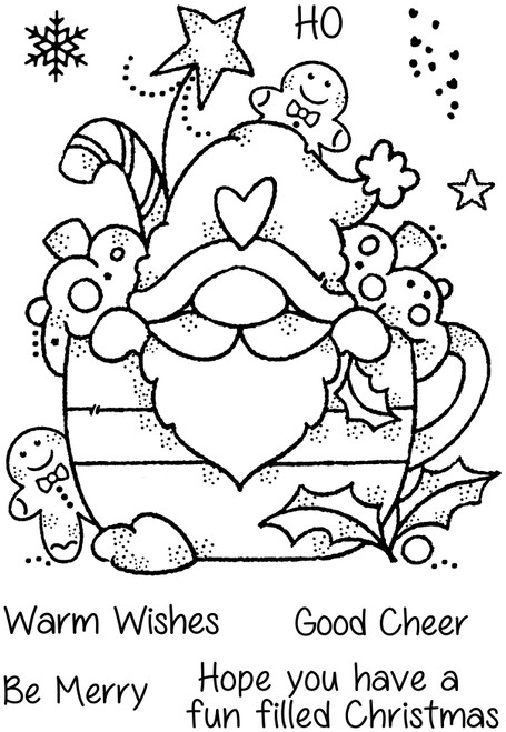 Woodware Clear Stamps 4"X6"-Singles Gnome Christmas Cup FRS1005