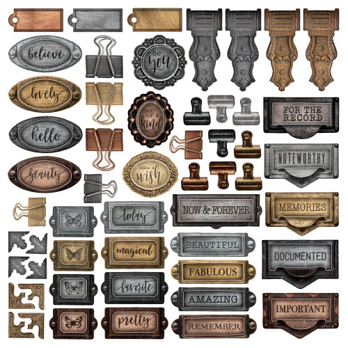 Simple Vintage Essentials Chipboard 78/Pkg-Metal Hardware - SVE20414 Simple Vintage Essentials Chipboard 78/Pkg-Metal Hardware - SVE20414