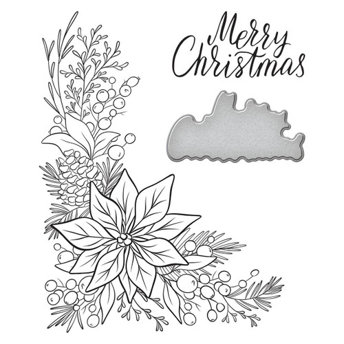 Spellbinders Betterpress Letterpress Press Plates & Die Set-Poinsettia Corner BP065