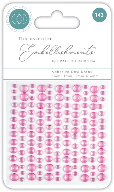 Craft Consortium Essential Adhesive Dew Drops 143/Pkg-Pink CEDROP-003 - 5060921931321