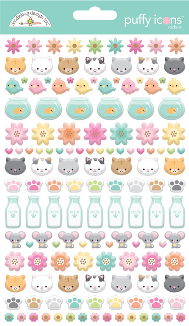 Doodlebug Puffy Stickers-Pretty Kitty Icons ST7642 - 842715076426