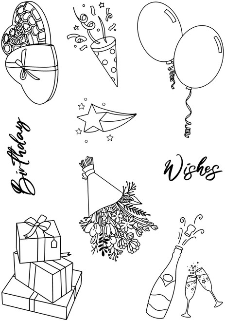 Creative Expressions Designer Boutique Clear Stamps 6"X8"-Birthday Wishes UMSDB146