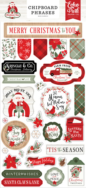 Echo Park Chipboard 6"X13"-Phrases, Christmas Time - CT330022 - 691835225319 Echo Park Chipboard 6"X13"-Phrases, Christmas Time - CT330022 - 691835225319