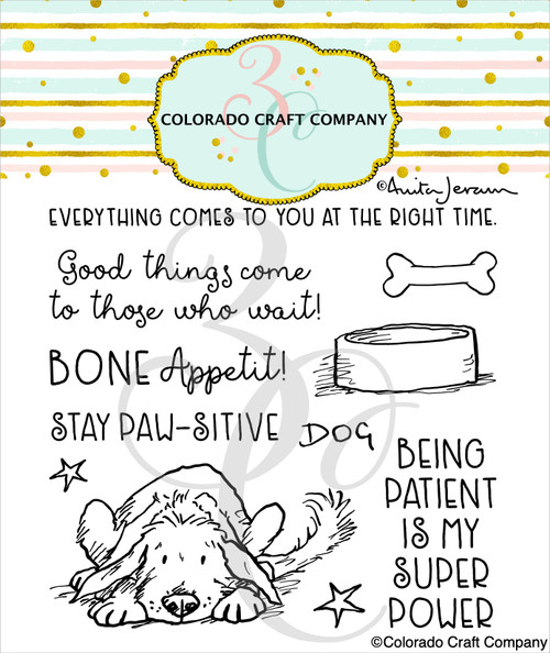 Colorado Craft Company Clear Stamps 4"X4"-Stay Pawsitive-By Anita Jeram C3AJ810 - 810043858106