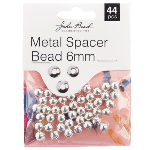 John Bead Metal Spacer Bead 6mm 44/Pkg-Silver 1401068 - 665772203778