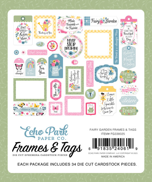 Echo Park Cardstock Ephemera-Frames & Tags, Fairy Garden - FG338025 Echo Park Cardstock Ephemera-Frames & Tags, Fairy Garden - FG338025