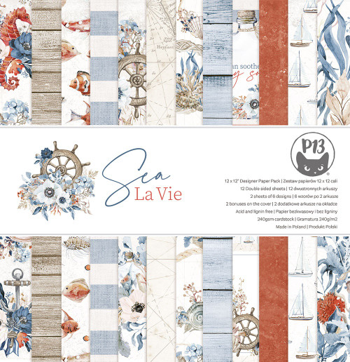 P13 Double-Sided Paper Pad 12"X12" 12/Pkg-Sea La Vie P13SLV08 - 5904619325477