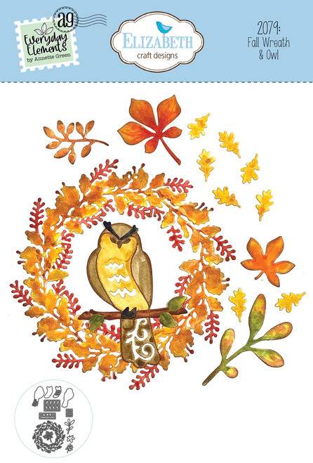 Elizabeth Craft Metal Die-Fall Wreath & Owl EC2079