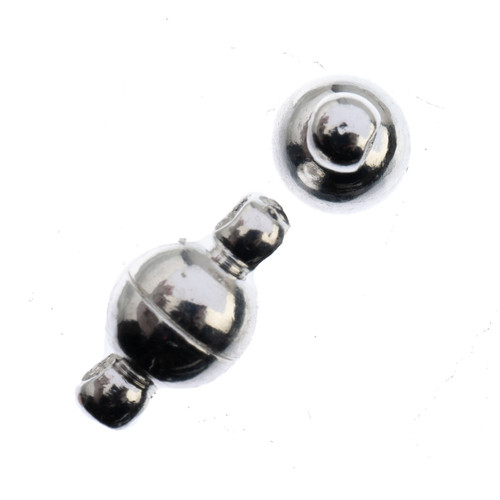 John Bead Round Magnetic Clasp 6x6.5mm 2 Pairs-Silver 1401190