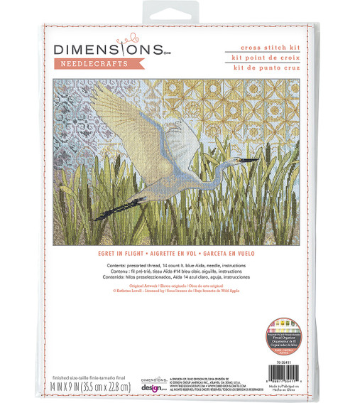 Dimensions Counted Cross Stitch Kit 14"X9"-Egret In Flight (14 Count) 70-35411 - 088677354114