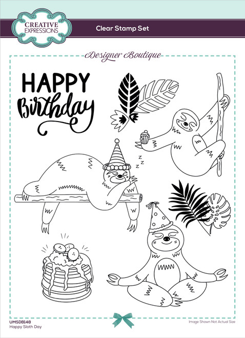 Creative Expressions Designer Boutique Clear Stamps 6"X8"-Happy Sloth Day UMSDB148 - 5055305980187