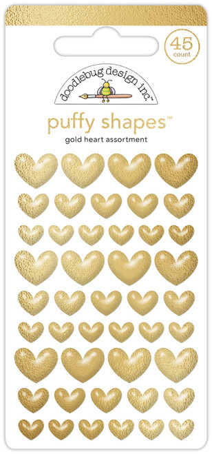 Doodlebug Puffy Stickers-Gold Heart, Hello Again DB8218 - 842715082182