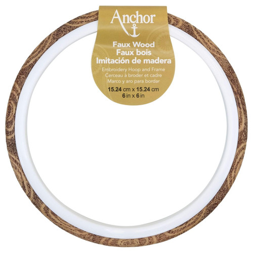 Anchor Faux Wood Round Embroidery Hoop 6"A4407006 - 073650062643