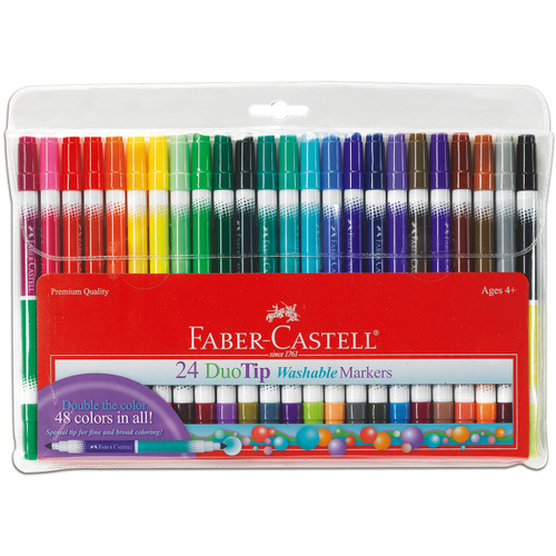 Faber-Castell Duo Tip Washable Markers 24/Pkg-Assorted Colors - 153024 - 092633703557