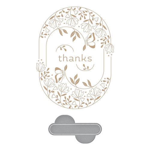 Spellbinders Glimmer Hot Foil Plate & Die From Stylish Ovals-Stylish Oval Thanks GLP373