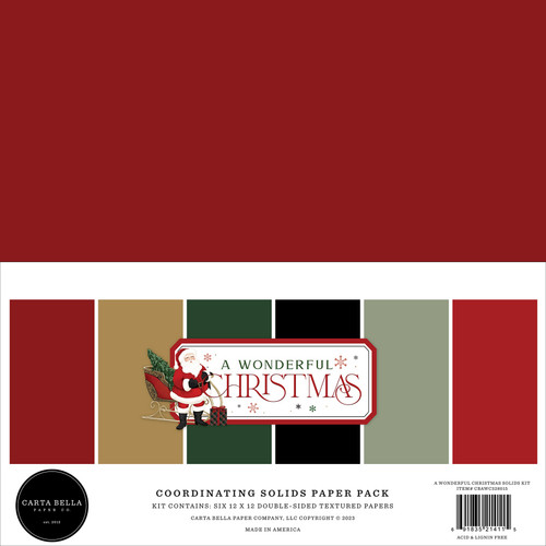 Carta Bella Solids Collection Kit 12"X12"-A Wonderful Christmas - WC328015 - 691835214115
