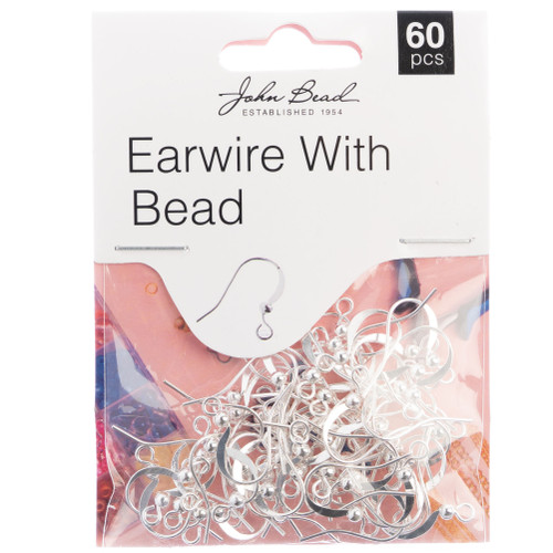 John Bead Earwire with Bead 60/Pkg-Silver 1401003 - 665772202993