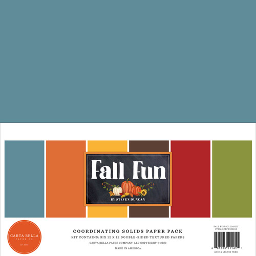 Carta Bella Solids Collection Kit 12"X12"-Fall Fun FF326015 - 691835211411