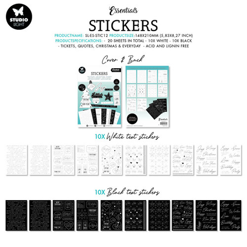 Studio Light Essentials Sticker Book 20/sheets-Nr. 12, Christmas & Everyday ESSTIC12