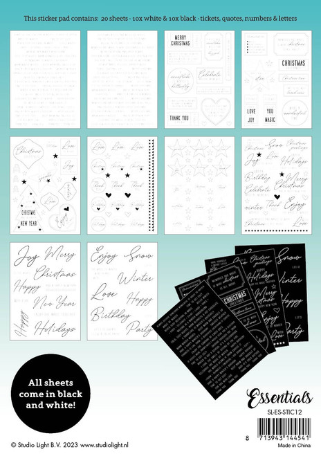 Studio Light Essentials Sticker Book 20/sheets-Nr. 12, Christmas & Everyday - ESSTIC12