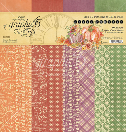 Graphic 45 Patterns & Solids Pack 12"x12"-Hello Pumpkin G4502718 - 810070164638