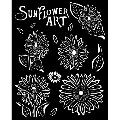 Stamperia Stencil 7.87"X9.84"-Sunflower Art Sunflowers KSTD136 - 5993110028253