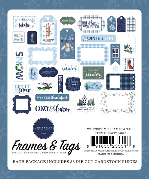 Carta Bella Cardstock Ephemera-Frames & Tags, Wintertime - WT334025 Carta Bella Cardstock Ephemera-Frames & Tags, Wintertime - WT334025