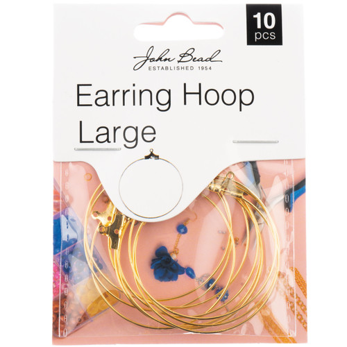 John Bead Earring Hoop Large 38mm 10/Pkg-Gold - 1401150 - 665772231672