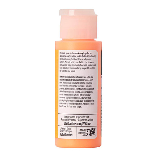 FolkArt Glow-in-the-Dark Acrylic Colors 2oz-Orange - GLOW2OZ-2872 FolkArt Glow-in-the-Dark Acrylic Colors 2oz-Orange - GLOW2OZ-2872