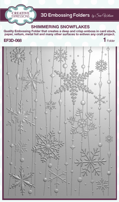 Creative Expressions 3D Embossing Folder 5"X7"-Shimmering Snowflakes EF3D068 - 5055305983676