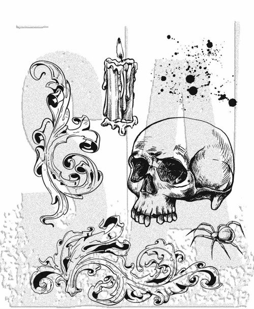 Tim Holtz Cling Stamps 7"X8.5"-Foreboding CMS470 - 691835441009