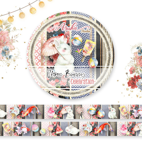Asuka Studio Washi Tape 15mmX5m-Moon Bunny 1 - MP-61248 - 4582248612482