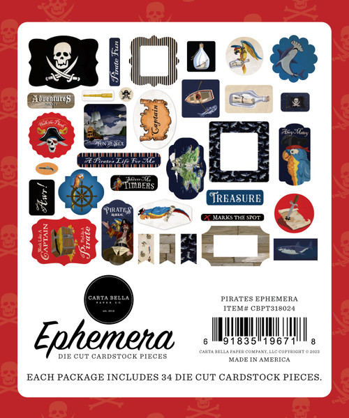 Carta Bella Cardstock Ephemera 33/Pkg-Icons, Pirates PT318024