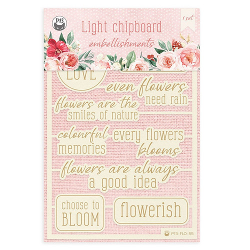 Flowerish Light Chipboard Embellishments 4"x6"-10/Pkg P13FLO55 - 5905523082517