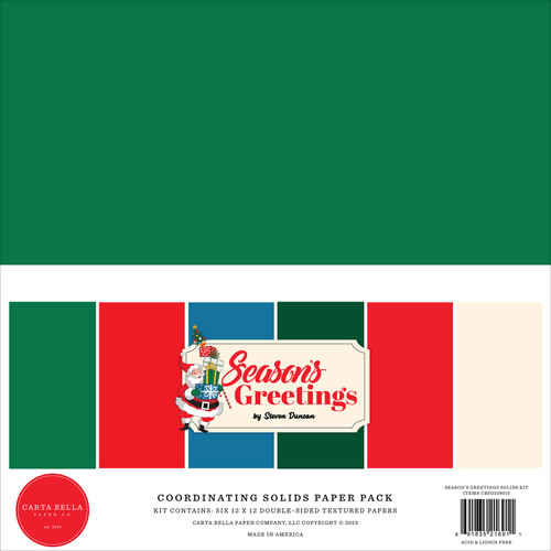 Carta Bella Solids Collection Kit 12"X12"-Season's Greetings SG329015 - 691835216911