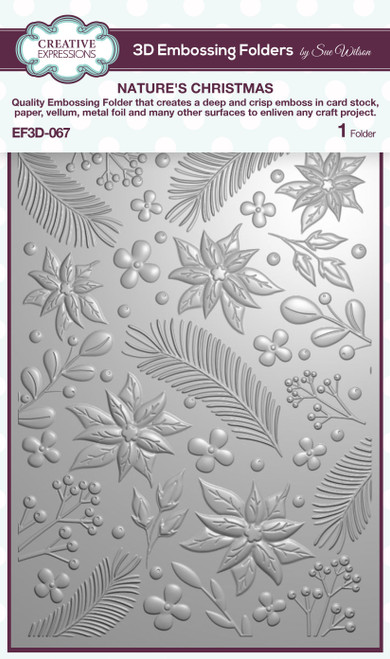 Creative Expressions 3D Embossing Folder 5"X7"-Nature's Christmas EF3D067 - 5055305983669