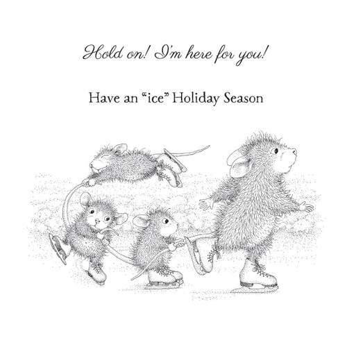 House Mouse Cling Rubber Stamp-Hold On! RSC018