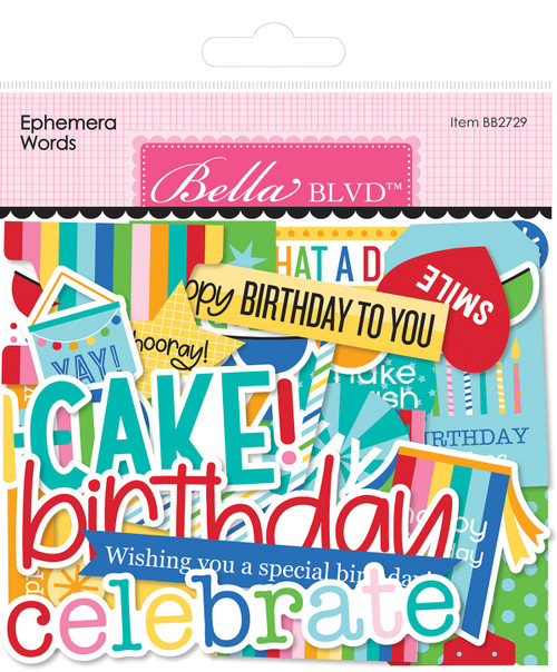 Bella Blvd Cardstock Ephemera-Words, Birthday Bash BB2729 - 819812014774