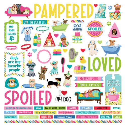 Pampered Pooch Stickers 12"X12"-Elements PPAM3905 - 709388339053