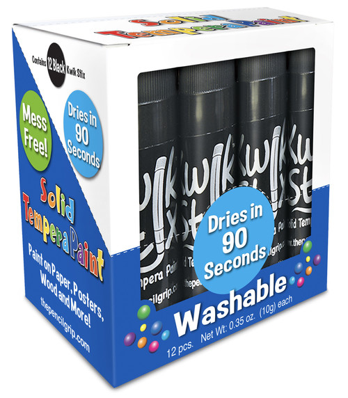 Kwik Stix Solid Tempera Paint Sticks 12/Pkg-Black - TPG60010-6001B