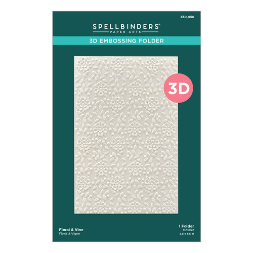 Spellbinders 3d Embossing Folder 5.5"X8.5"-Floral & Vine - E3D058 - 813233035561