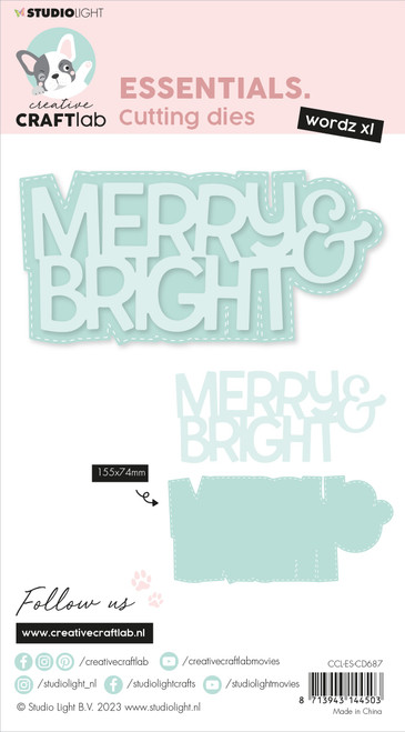 Studio Light Essentials Cutting Die-Nr. 687, Wordz XL Merry And Bright LESCD687