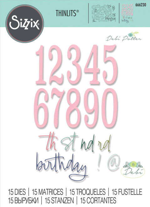 Sizzix Thinlits Dies By Debi Potter 15/Pkg-Fabulous Birthday Numbers 666230 - 630454284130