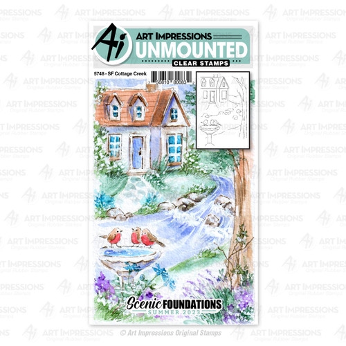 Art Impressions Scenic Foundations Clear Stamps-Cottage By The Creek 5748 - 750810800832