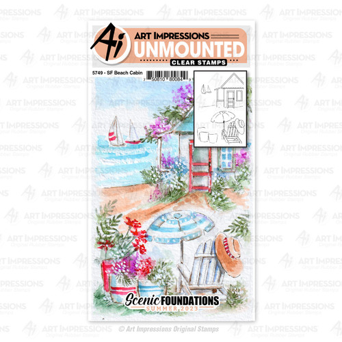 Art Impressions Scenic Foundations Clear Stamps-Beach Cabin 5749 - 750810800849